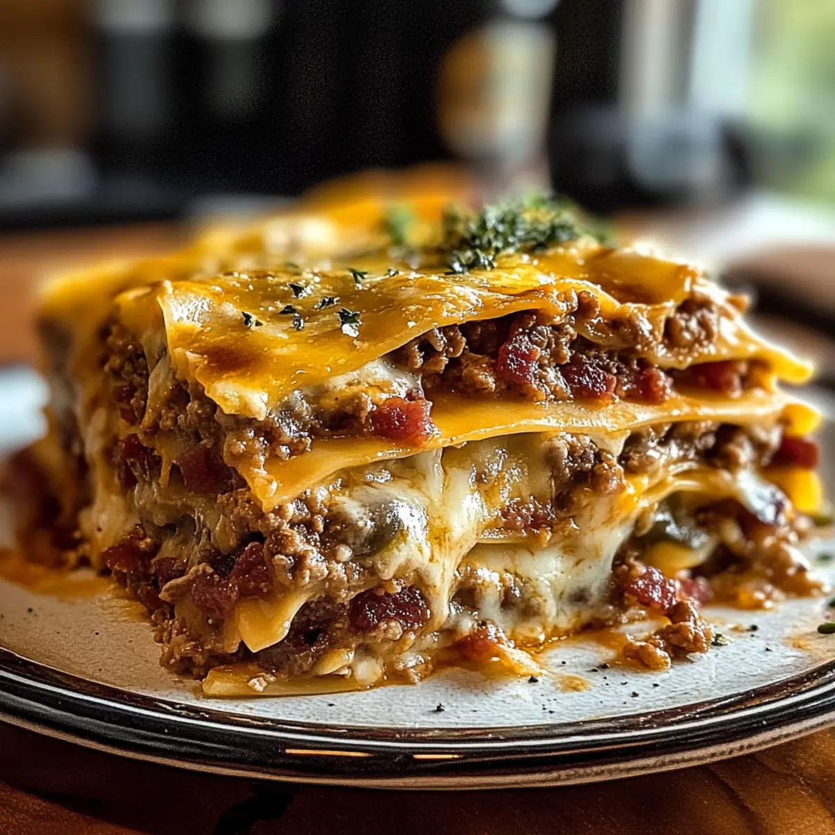 Parmesan Garlic Bacon Cheeseburger Lasagna