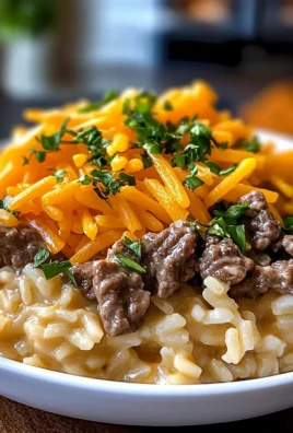 Creamy Garlic Butter Beef and Cheddar Rice