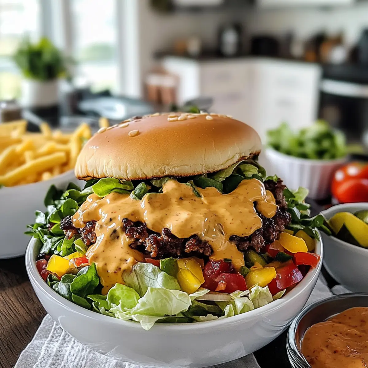 Loaded Burger Bowls with Special Sauce