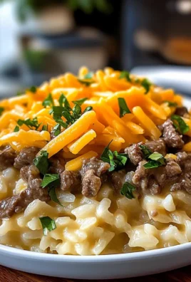 Creamy Garlic Butter Beef and Cheddar Rice